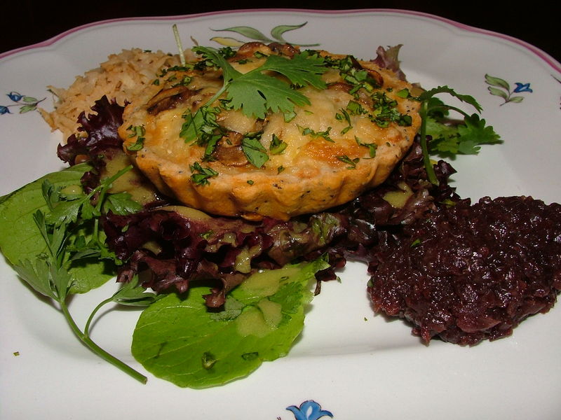 Celeriac & Mushroom Tartlets with Red Onion Chutney /starter/