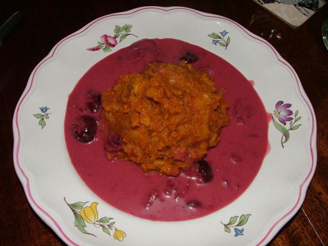 Choked Potato With Sour Cherry Sauce