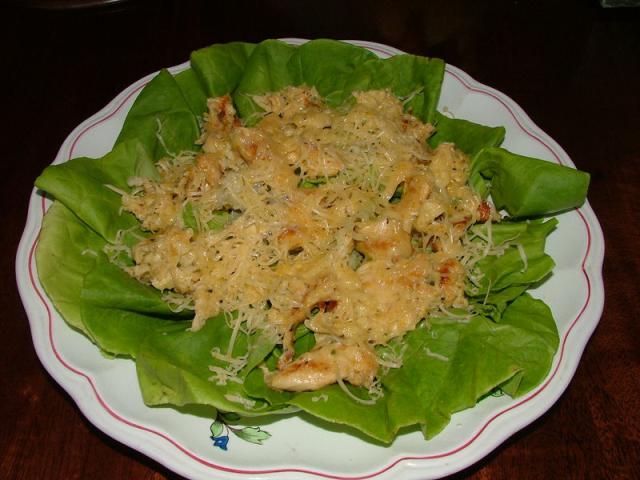 Fried Chicken with Eggs & Cheese on Lettuce