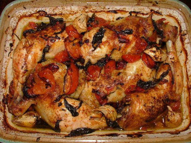 Crispy Chicken with Tomatoes and Garlic